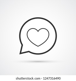 Heart in speech bubble trendy style black icon. Vector illustration