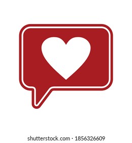 Heart in speech bubble. Vector icon isolated on white background.