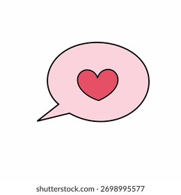 Corazón con la Ilustración vectorial de la burbuja del habla