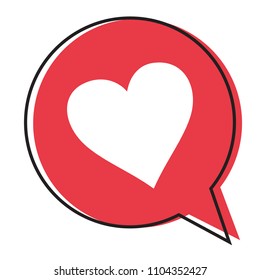 Heart In A Speech Bubble, Vector Love Icon.