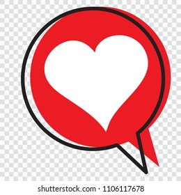 Heart in a speech bubble, vector love icon.