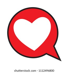 Heart in a speech bubble, vector love icon.