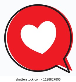 Heart in a speech bubble, vector love icon.
