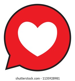 Heart in a speech bubble, vector love icon.