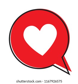 Heart in a speech bubble, vector love icon.