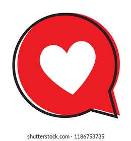 Heart in a speech bubble, vector love icon.