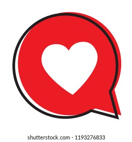 Heart in a speech bubble, vector love icon.