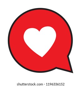 Heart in a speech bubble, vector love icon.