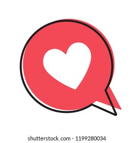 Heart in a speech bubble, vector love icon.