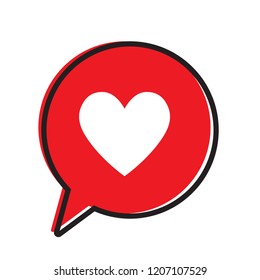 Heart in a speech bubble, vector love message, love icon.