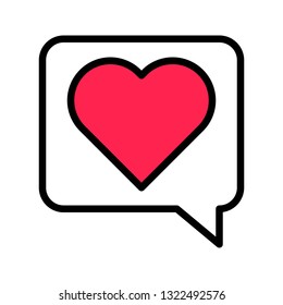 Heart in speech bubble vector, Social media filled style editable stroke icon