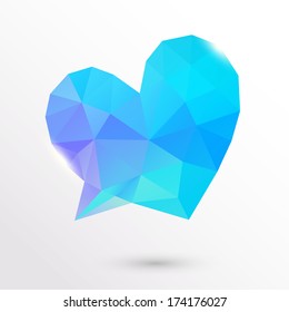 Heart speech bubbles in Polygonal Style. For design greeting card, wedding invitation, Valentines day background, web page and mobile interface template.