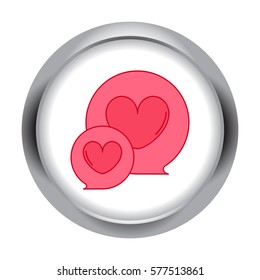 Heart in speech bubbles symbol sign flat icon on background