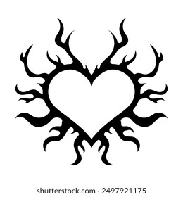 Heart with spikes in goth, punk, emo style. Abstract love logo concept. Neo tribal heart. Vector illustration isolated on white background.