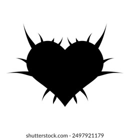 Heart with spikes in goth, punk, emo style. Abstract love logo concept. Neo tribal heart. Vector illustration isolated on white background.