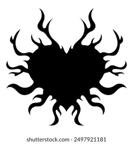 Heart with spikes in goth, punk, emo style. Abstract love logo concept. Neo tribal heart. Vector illustration isolated on white background.