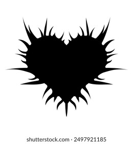 Heart with spikes in goth, punk, emo style. Abstract love logo concept. Neo tribal heart. Vector illustration isolated on white background.