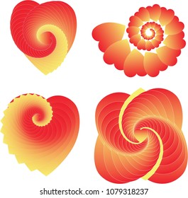 Heart and spiral 3d vector. A set of abstract elements for the design of covers, prints, advertising, tokens.