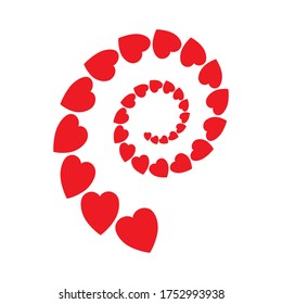 Heart spiral vector illustration. Suitable for printing, greetings, postcards, birthday, Valentine's day, love message.