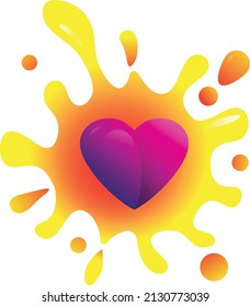corazón con ilustración de vector de salpicadura