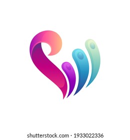 Heart splat logo concept template with multiple gradient color