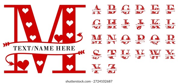Letras del monograma del alfabeto dividido del corazón 