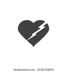 A heart split in two vector icon. filled flat sign for mobile concept and web design. Broken Heart glyph icon. Heartbreak symbol, logo illustration. Vector graphics