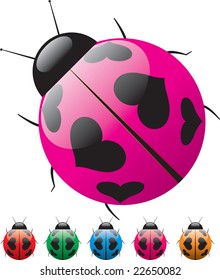 Heart spotted ladybird set