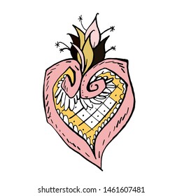 Heart. Spring time. B-day greeting card. Message. T - shirt design. Vector illustration. poster. i love you. pink color.