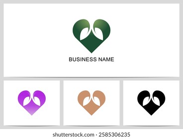 Heart Sprout Leaf Bud Plant Nature Logo Design