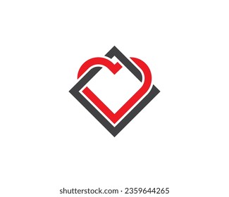 Heart Square or Heart with Home Logo Concept icon sign symbol Element Design. Love, House, Health Care, Real Estate, Realtor, Mortgage, Charity Logotype. Vector illustration template