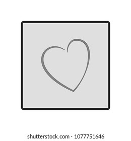 Heart in square. Isolated mark on white background. Symbol linked, join, love, passion and wedding. Template for t shirt, apparel, card, poster, valentine day. Design flat element. Vector illustration