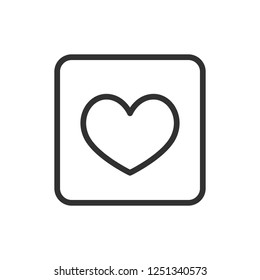 heart in a square. linear icon. Line with editable stroke