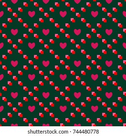 Heart in square on dark background. Fashion graphic design. Modern stylish texture. Colorful template for prints, textiles, wrapping, wallpaper, card, banner, business. Vector illustration