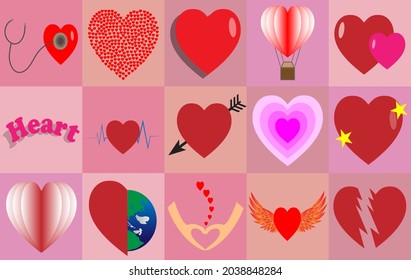 Heart square pattern design for decoration and other