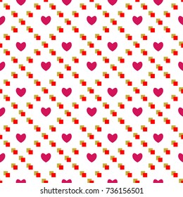 Heart in square seamless pattern. Fashion graphic design. Modern stylish texture. Colorful template for prints, textiles, wrapping, wallpaper, card, banner, business. Vector illustration