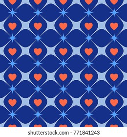 Heart in square seamless pattern. Fashion graphic design. Modern stylish abstract texture. Colorful template for prints, textiles, wrapping, wallpaper, card, banner, business. Vector illustration