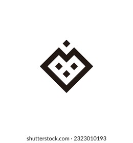 Heart, squares geometric symbol simple logo vector