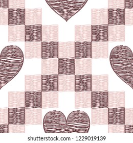 Heart and Squares Pattern - Seamless - Pink White