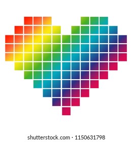 Heart of squares with a rainbow cast