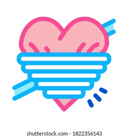 corazón exprimido por un vector de icono de cuerda. ilustración de símbolo de color