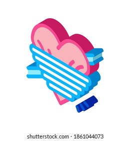 heart squeezed by rope icon vector. isometric heart squeezed by rope sign. color isolated symbol illustration