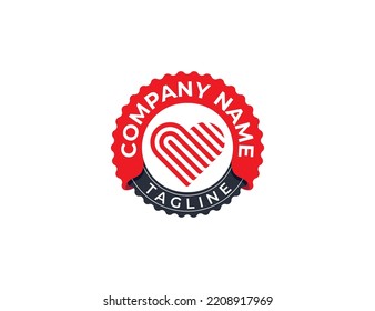Logotipo de distintivo de marca de corazón Símbolo del concepto Elemento Diseño Estilo de arte de línea Salud, Medicina, Spa, Logotipo boutique. Plantilla de ilustración de vector