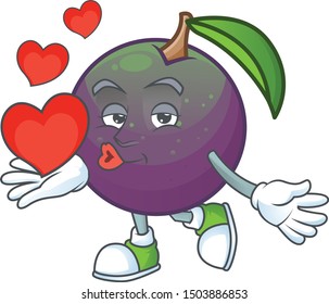 With heart star apple fruit shape character mascot.