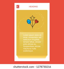 Heart and star balloons mobile vertical banner design. Vector