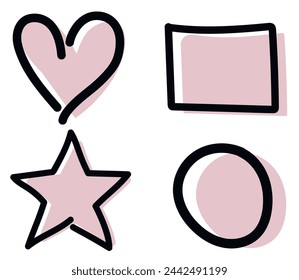 Heart star circle square icons vector on white background