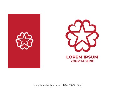 Heart and star concept vector logo design template