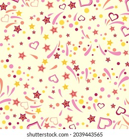 Heart star dot colorful vector pattern