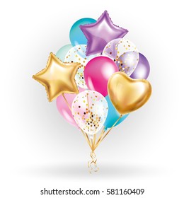 Heart Star Gold Balloon Bouquet