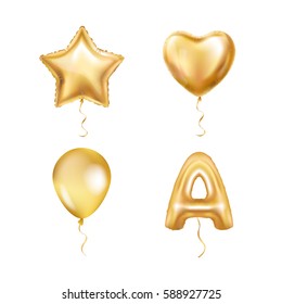 Heart Star Gold Balloons ABC